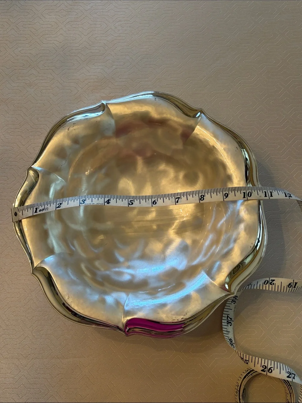 Vintage MCM WMF IKORA  Round Brush Silver Plated  Bowl 10.5” x 2.5”
